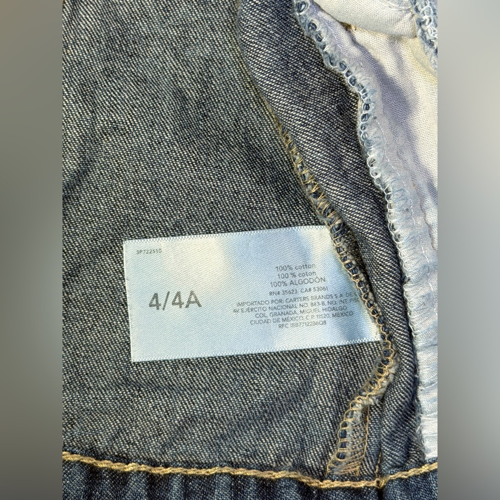 Carter’s Kids Denim Jacket Size 4 Girls Boys Blue Jean Button Front Cotton - Picture 13 of 13
